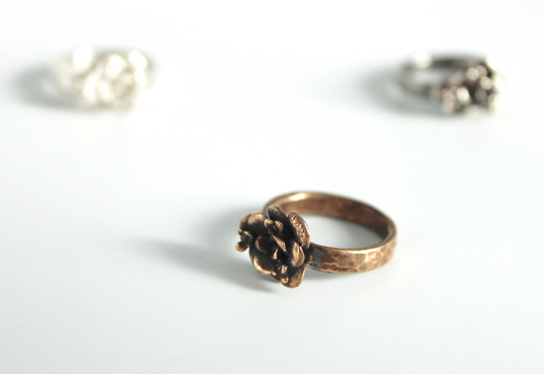 Bronze Botanical Ring- thick band
