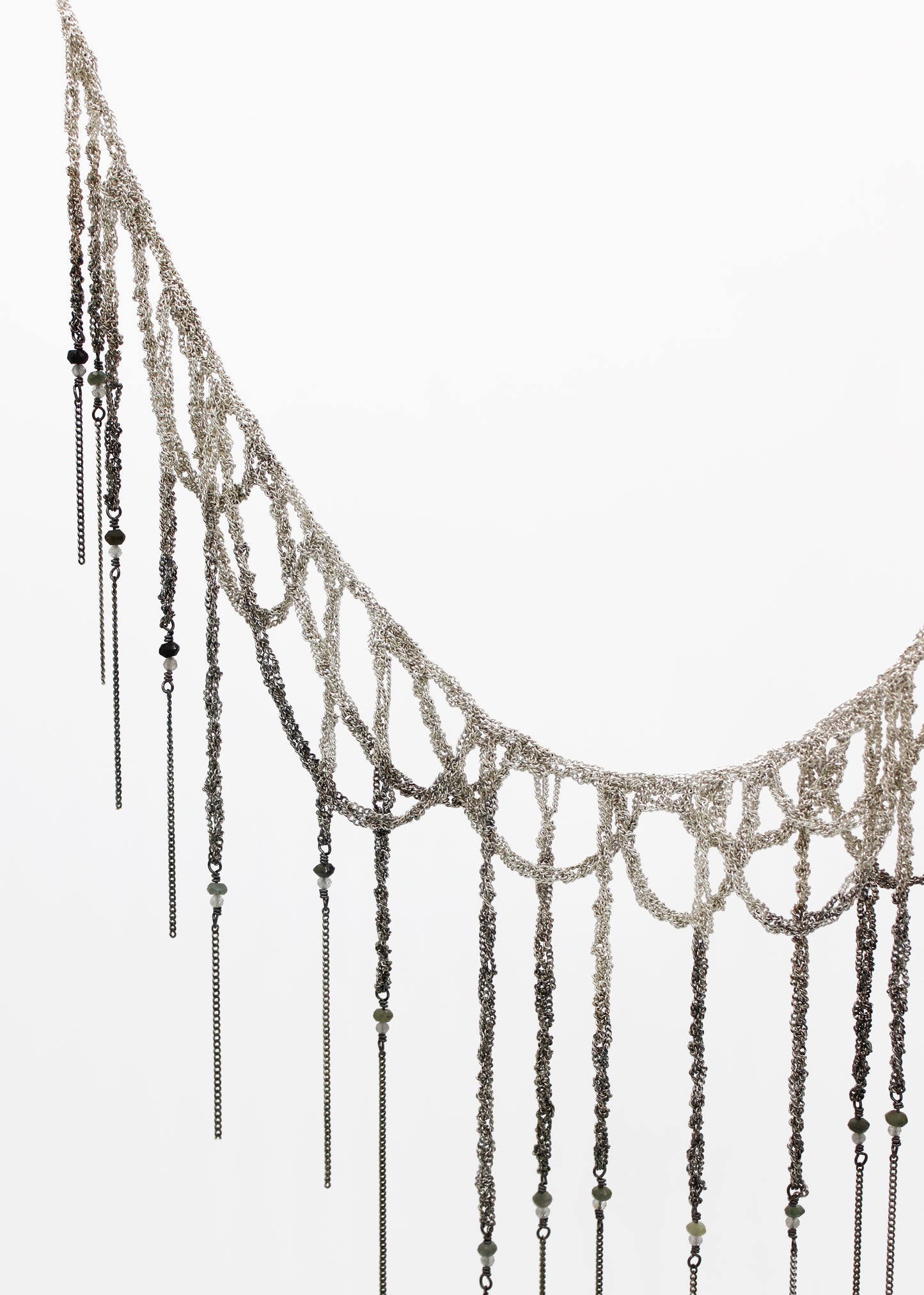 Ombre silver Fringe + Loop necklace