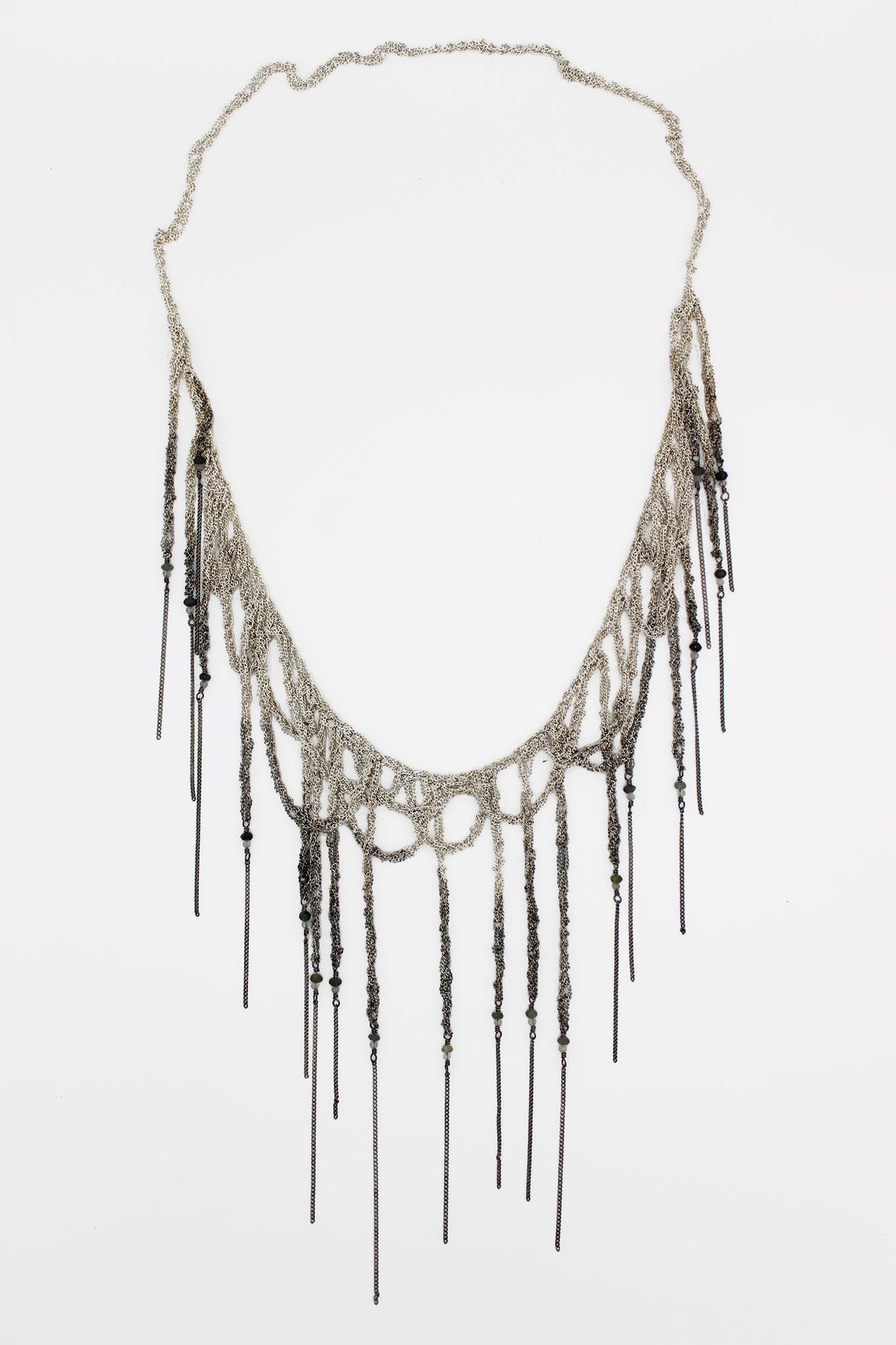Ombre silver Fringe + Loop necklace