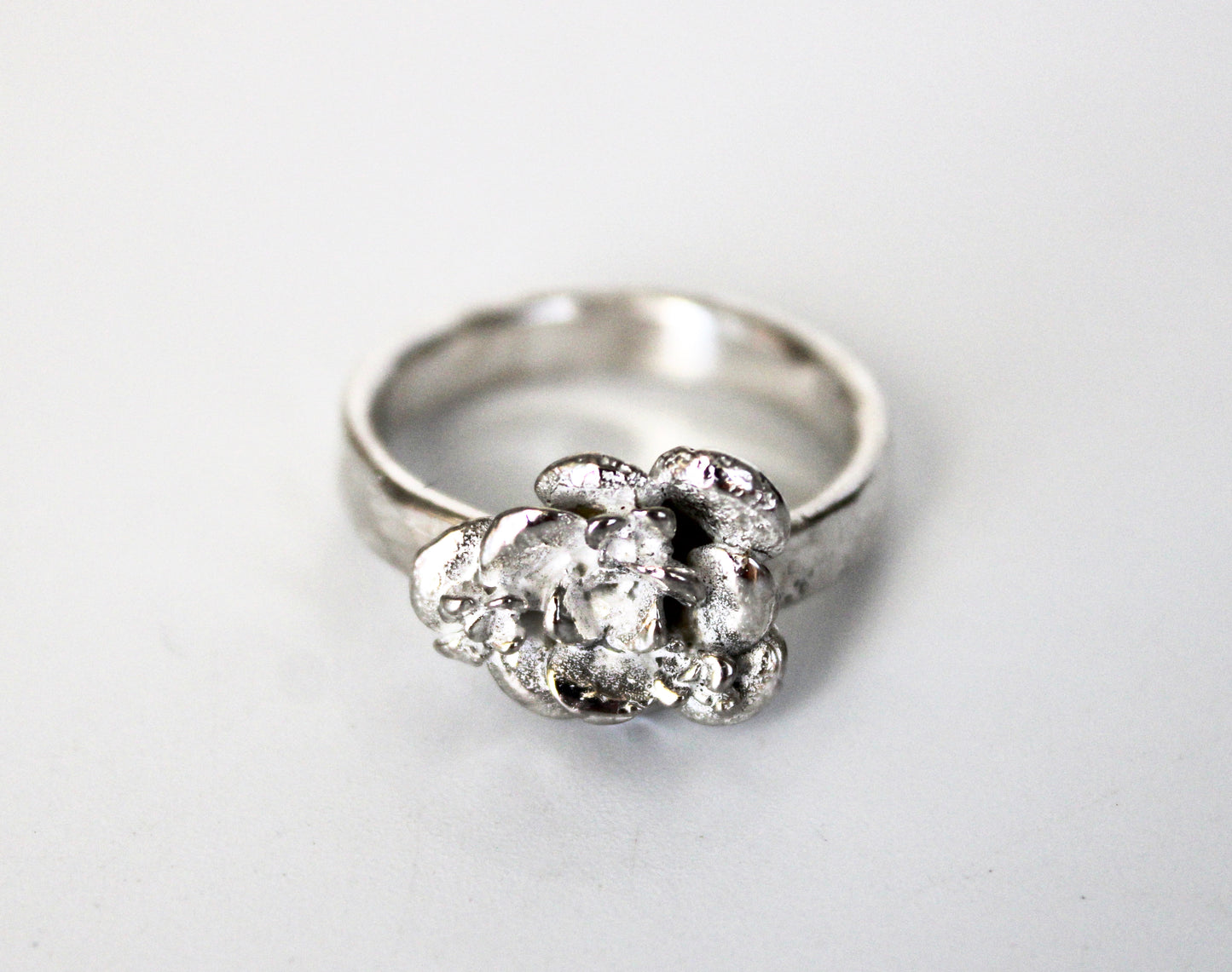 Silver Botanical Ring- thick band