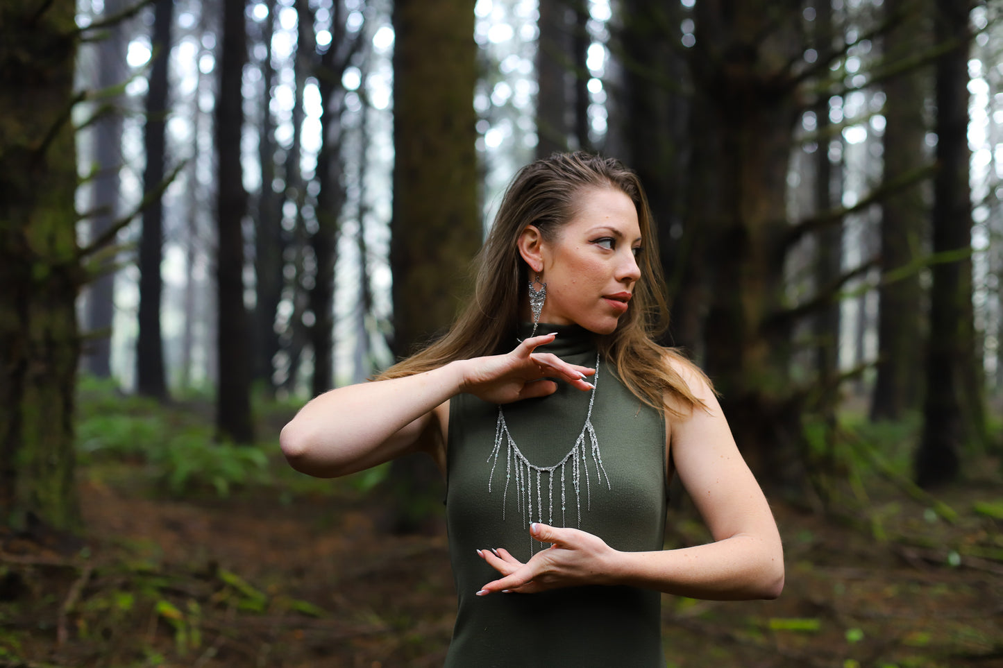 Steel fringe necklace