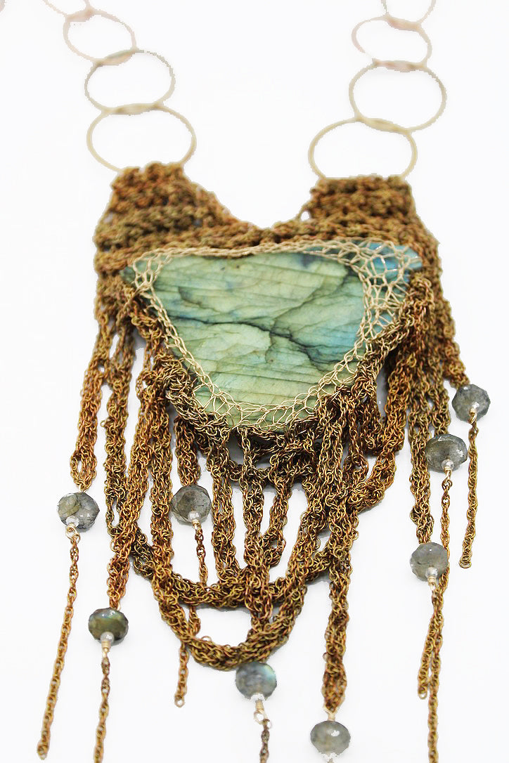 Reversible rough labradorite statement necklace