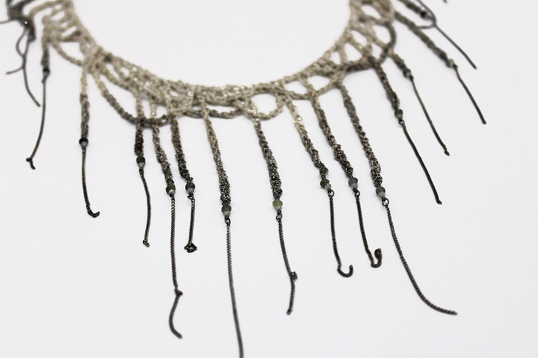 Ombre silver Fringe + Loop necklace