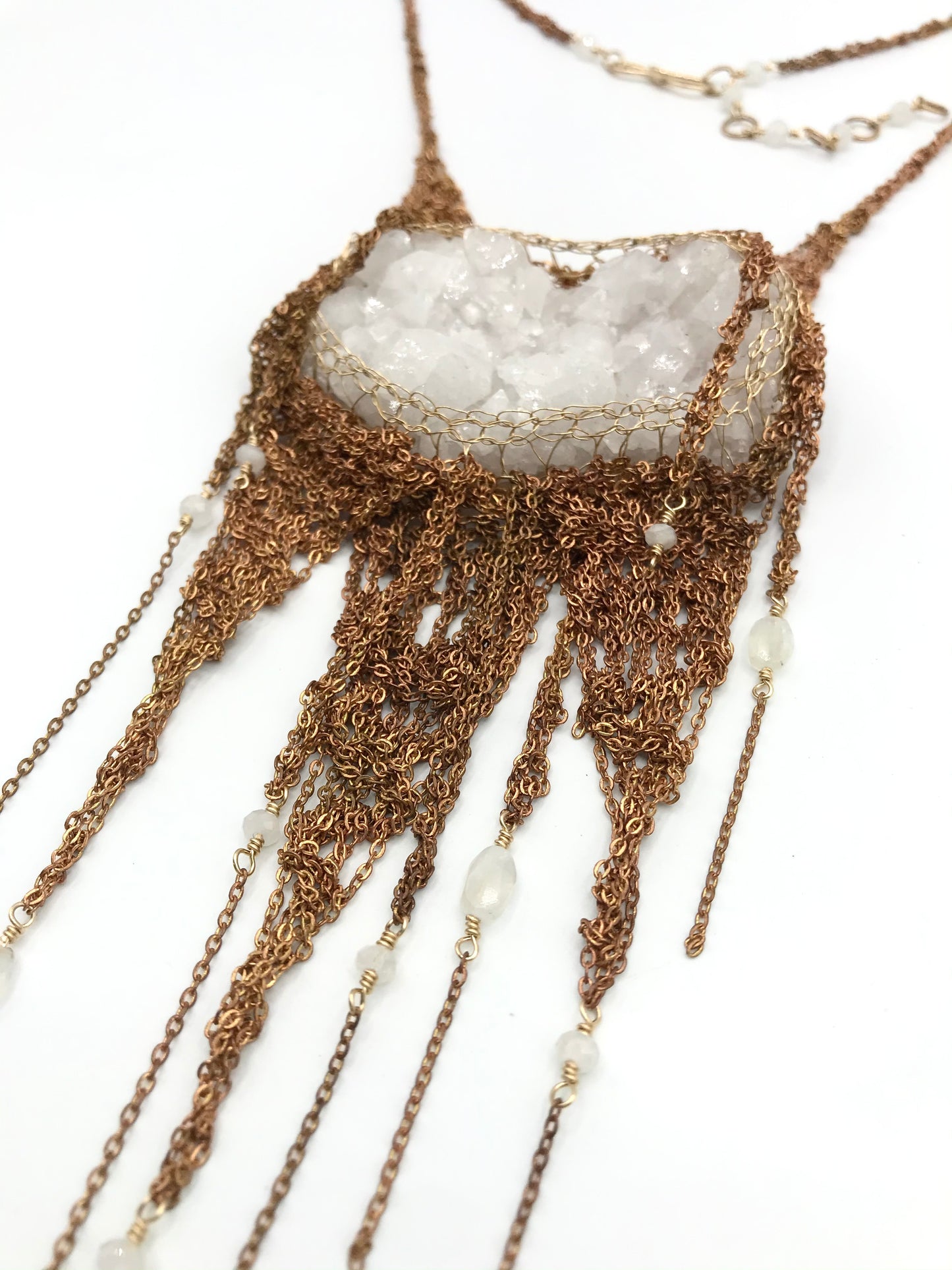 quartz cluster statement necklace