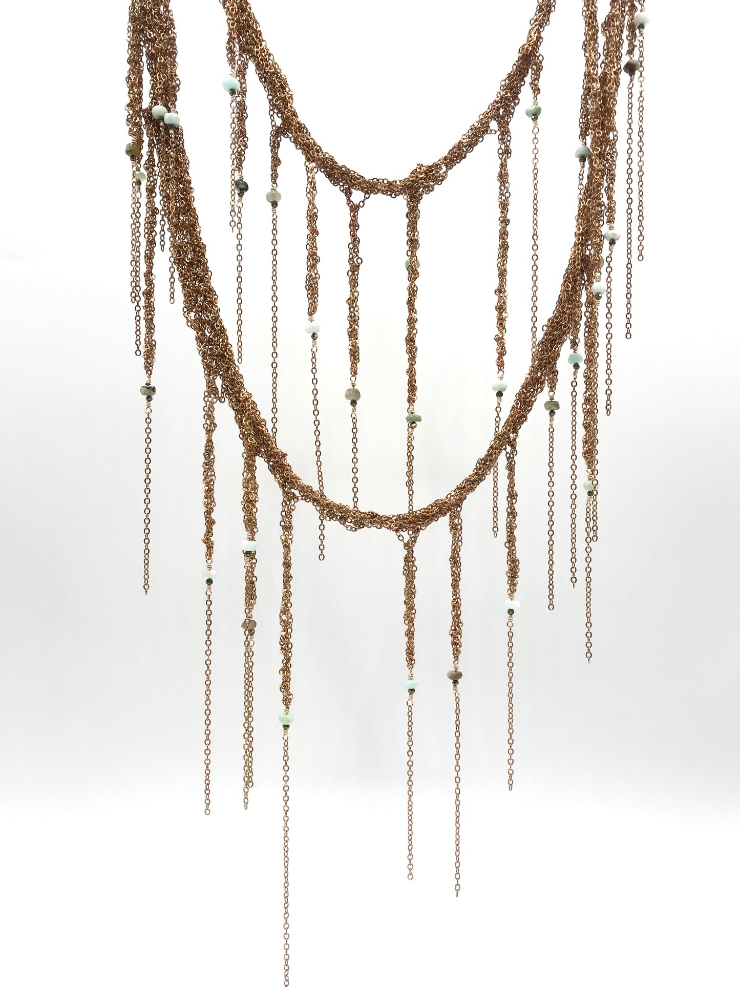 Brass infinite fringe necklace