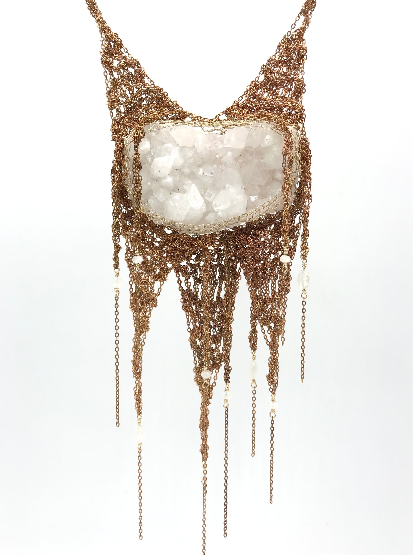 quartz cluster statement necklace