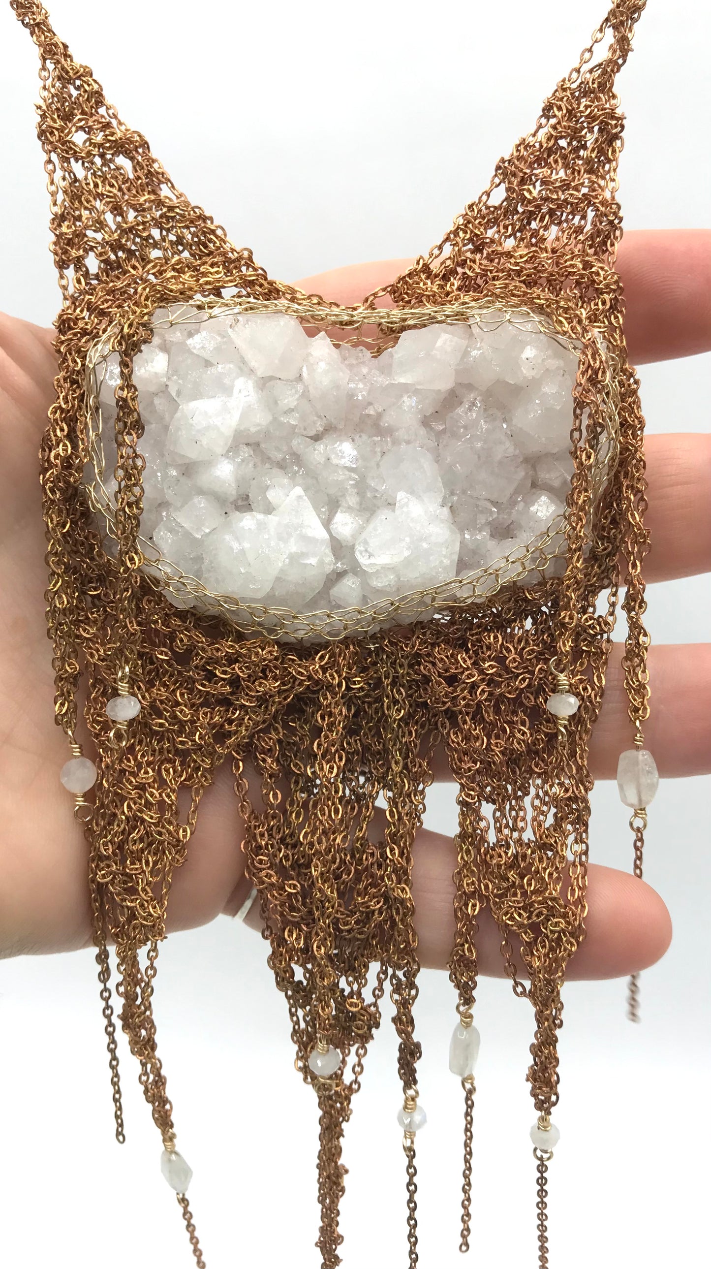 quartz cluster statement necklace
