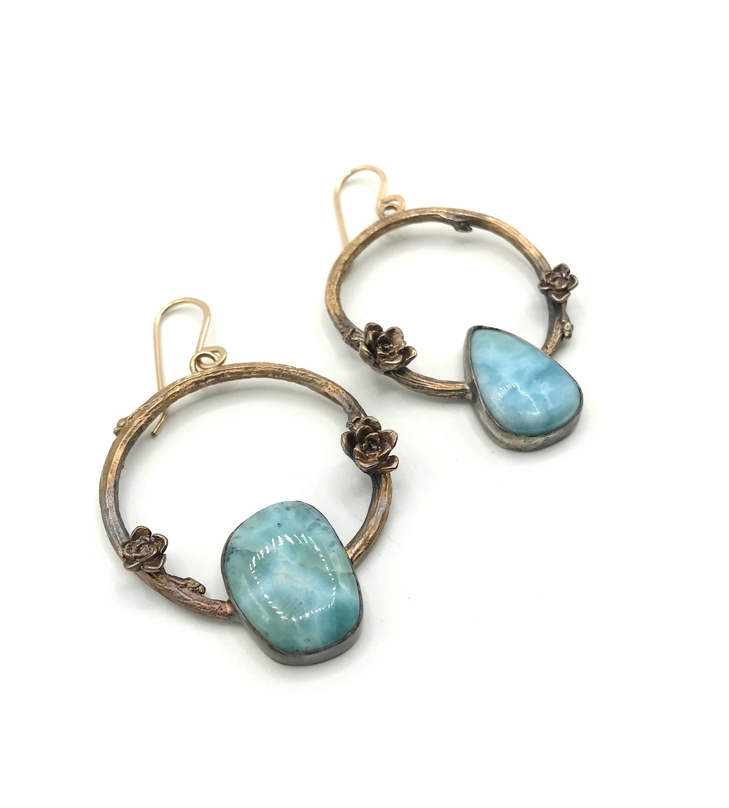 Larimar twig hoop earrings