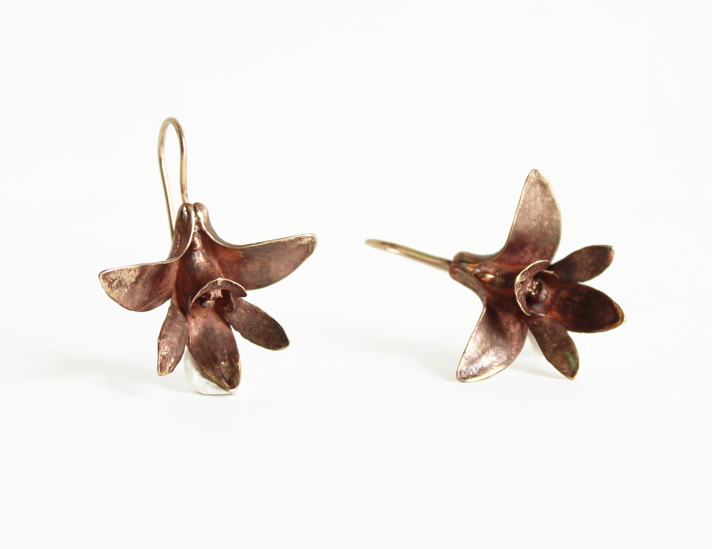 Earrings: Orchid: Bronze
