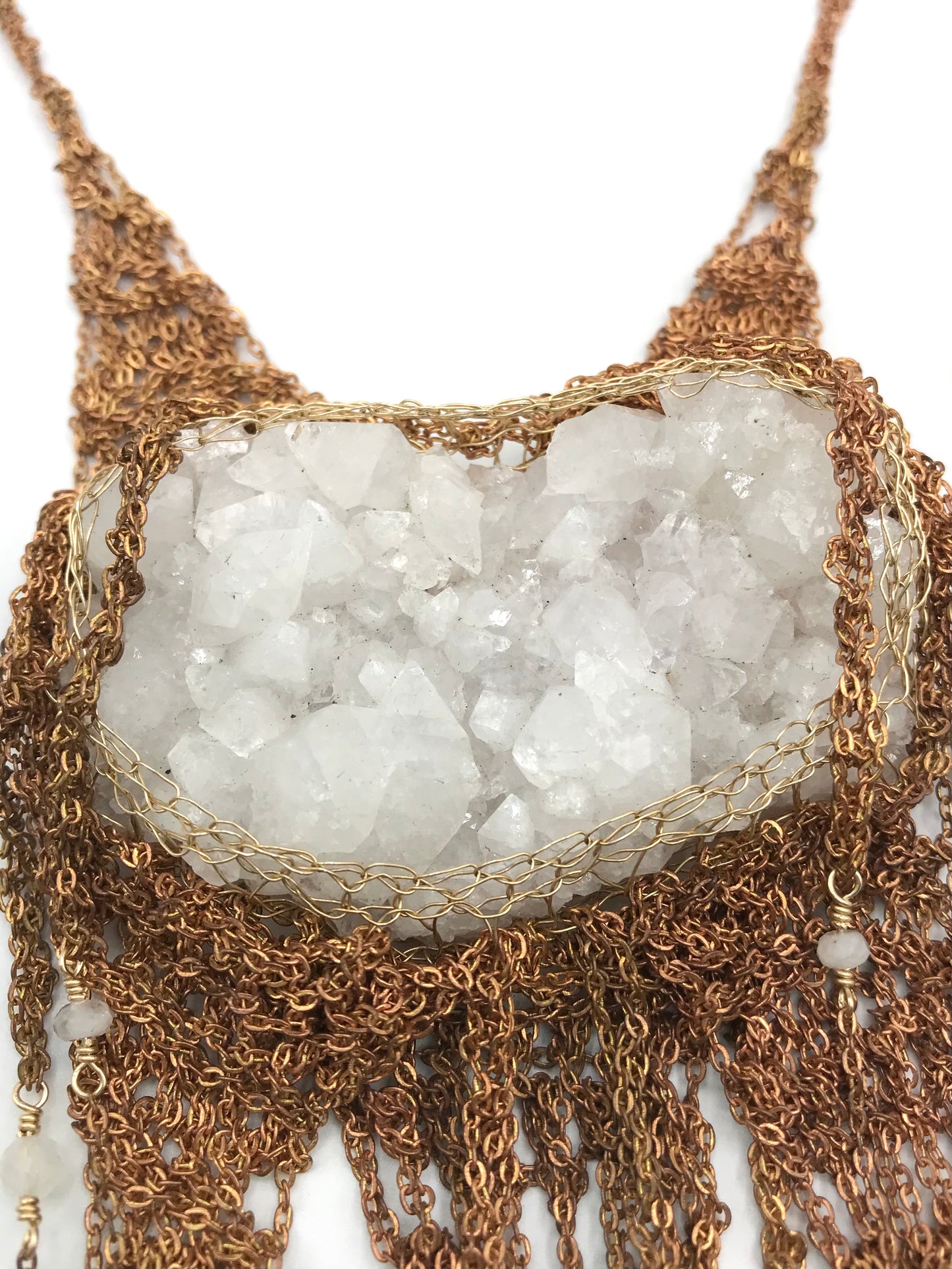 quartz cluster statement necklace