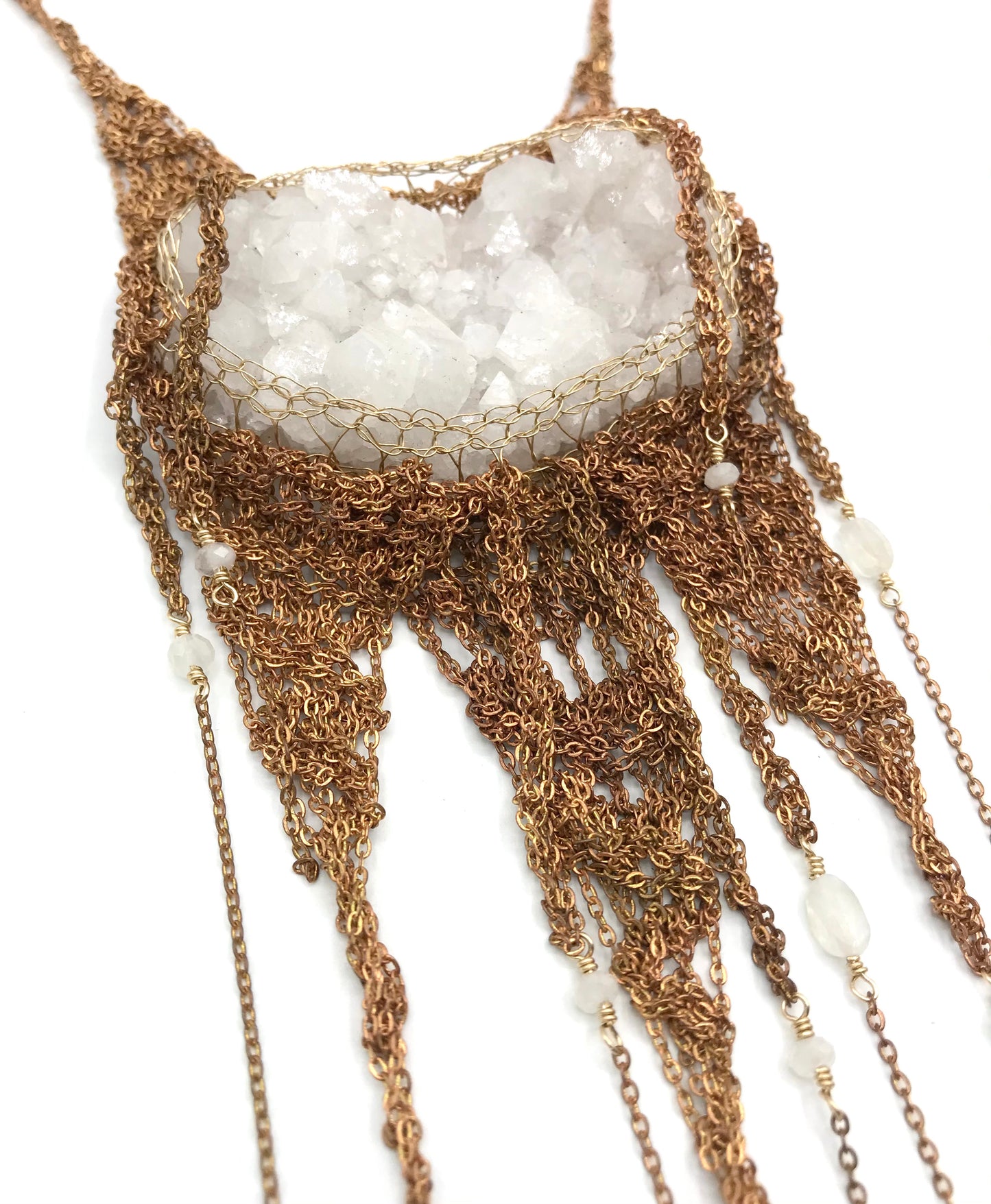 quartz cluster statement necklace