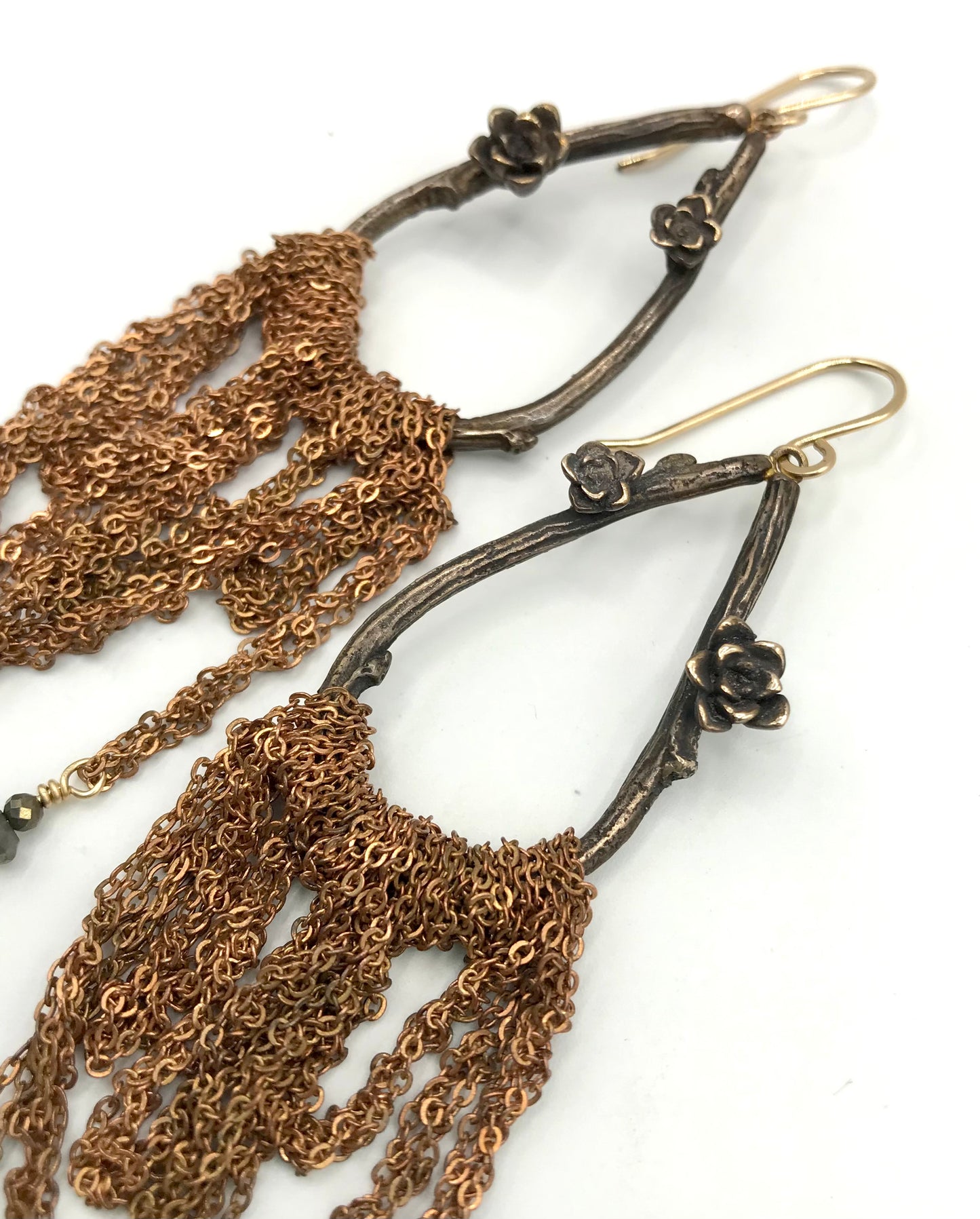 brass botanical teardrop earrings