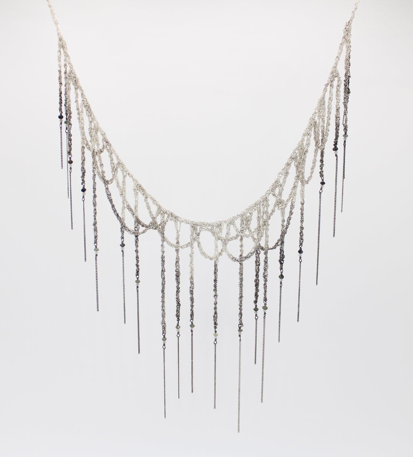 Ombre silver Fringe + Loop necklace