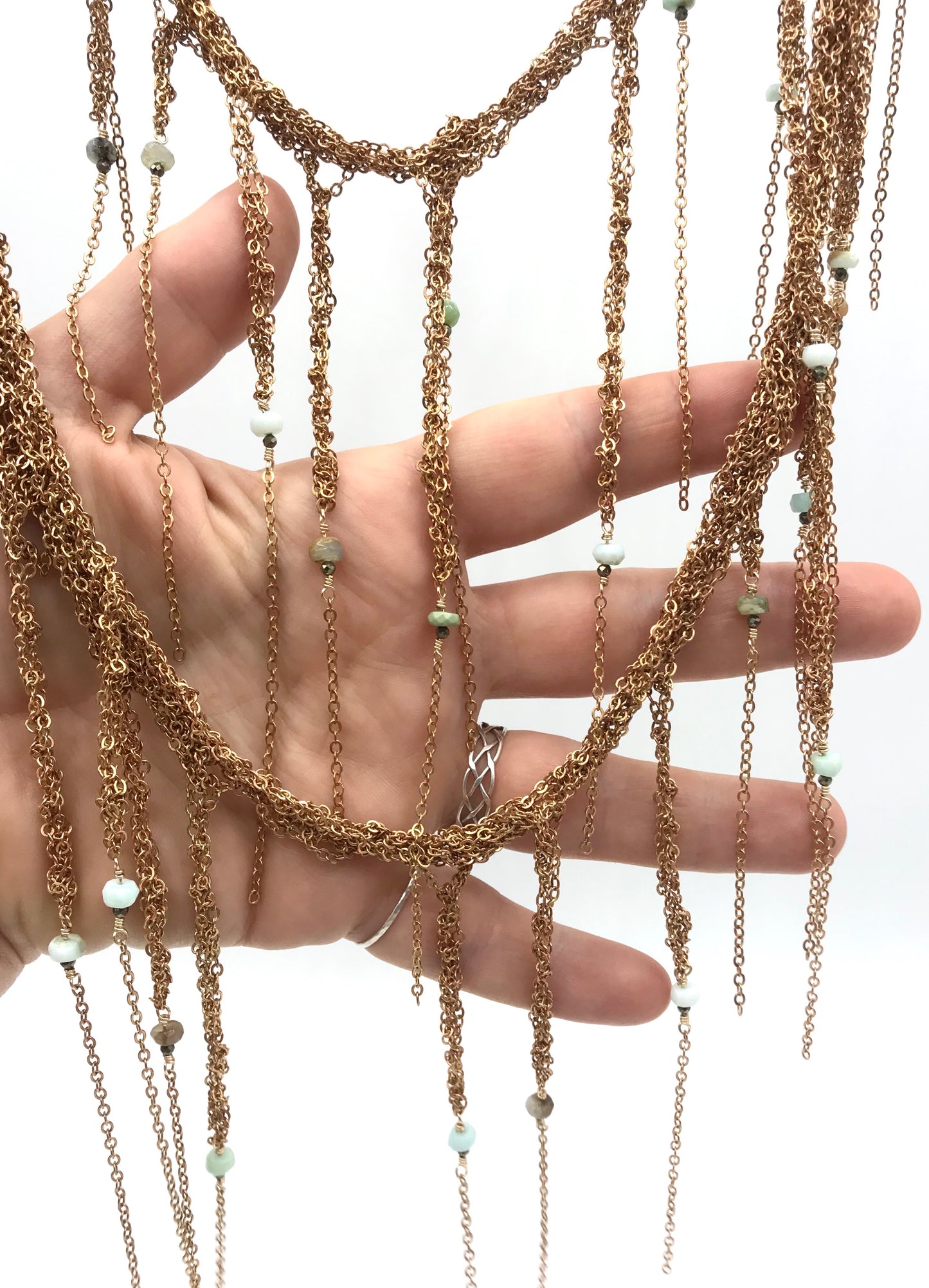 Brass infinite fringe necklace