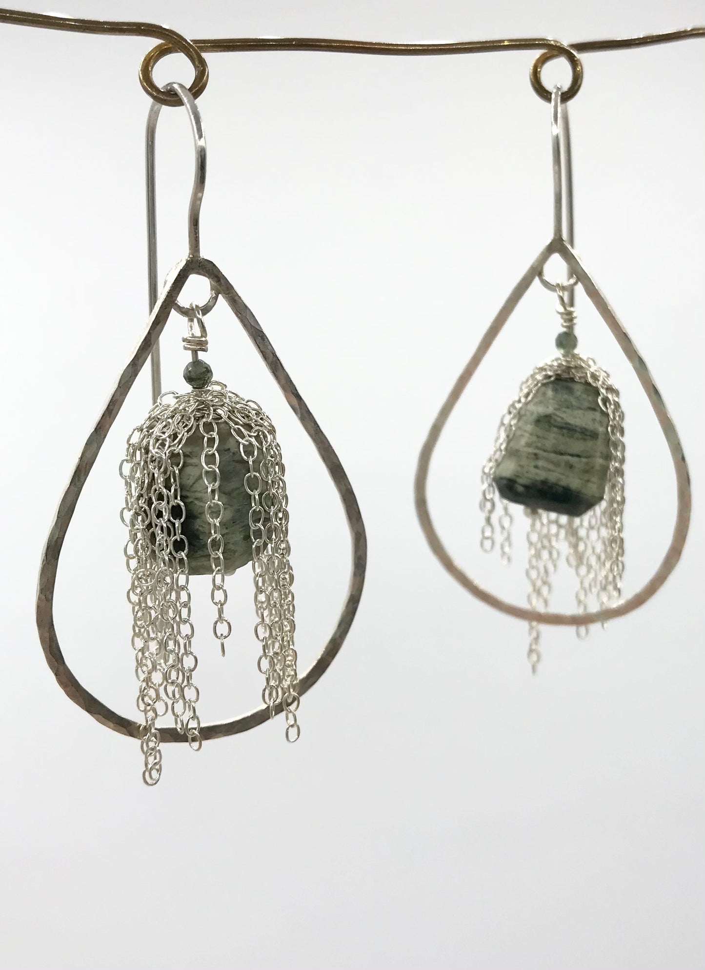 Large silver jasper teardrops