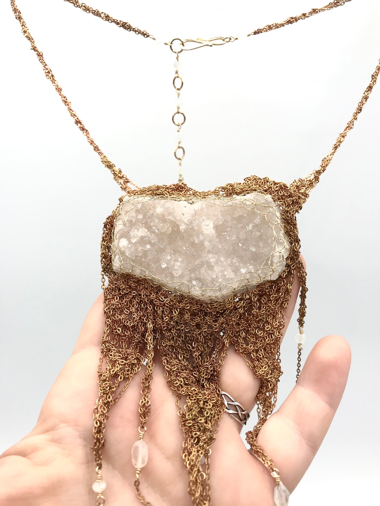 quartz cluster statement necklace