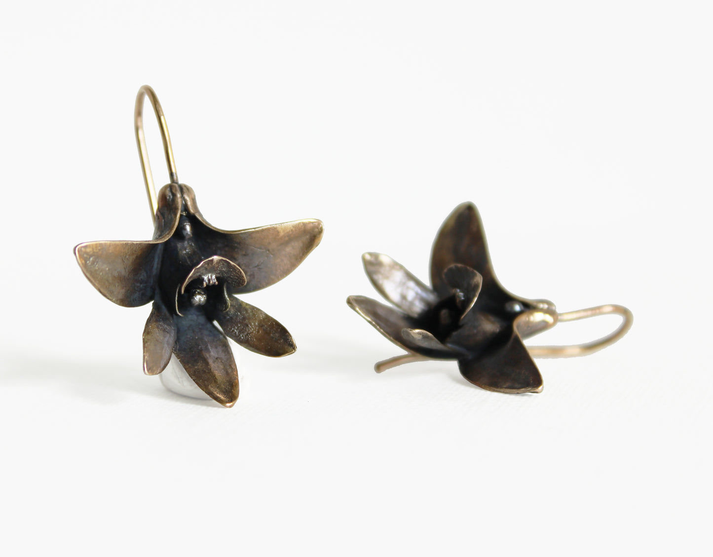 Earrings: Orchid: Bronze