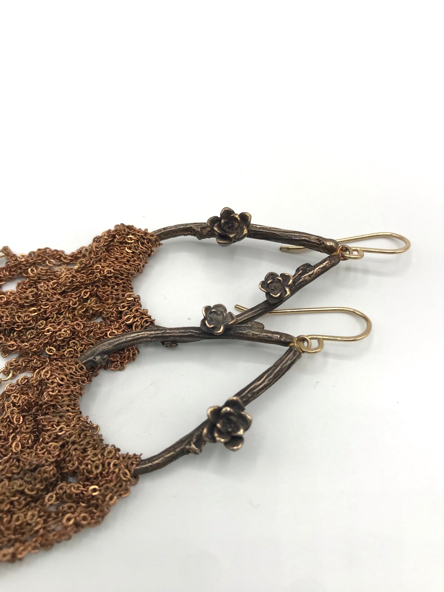 brass botanical teardrop earrings