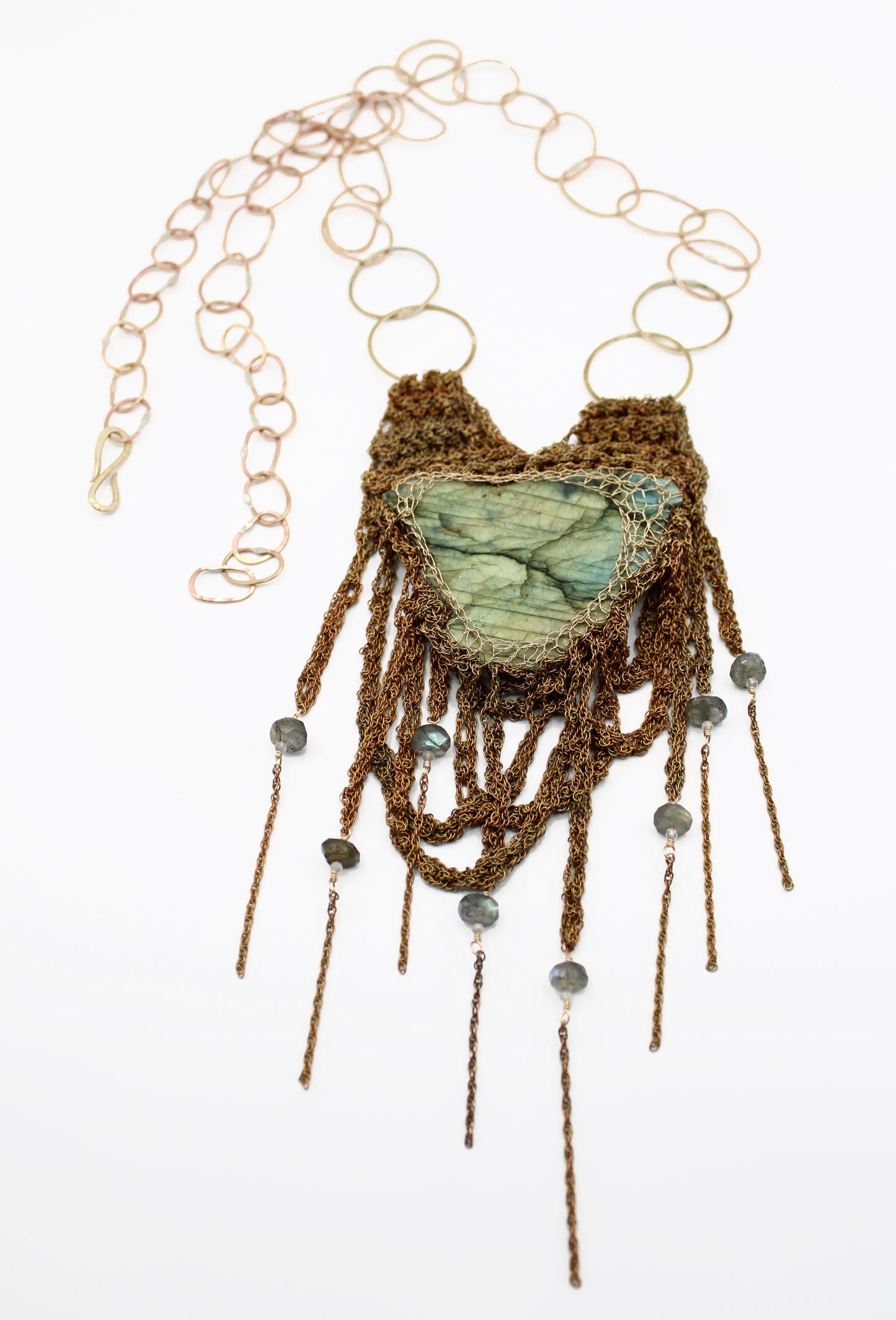 Reversible rough labradorite statement necklace
