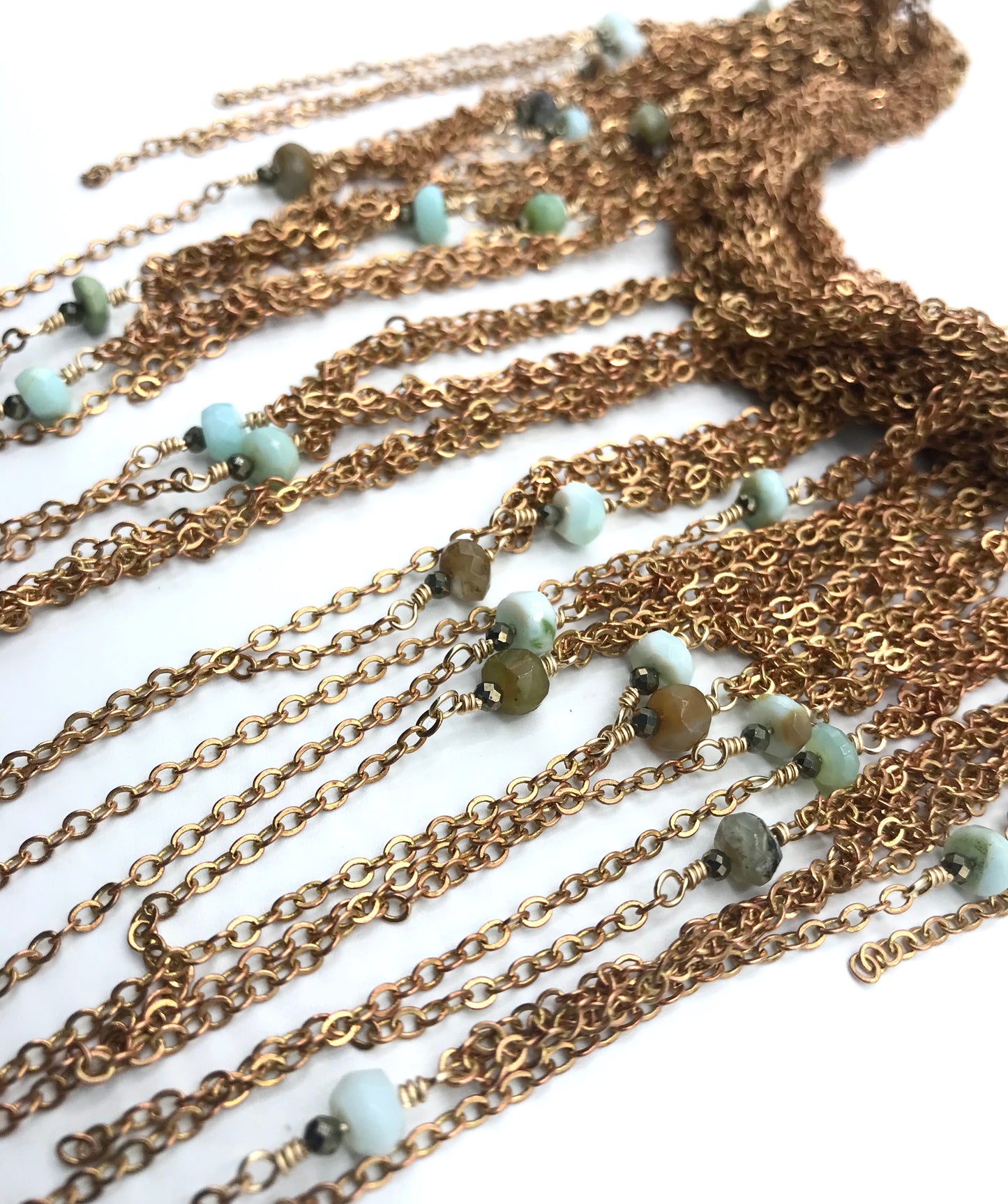 Brass infinite fringe necklace