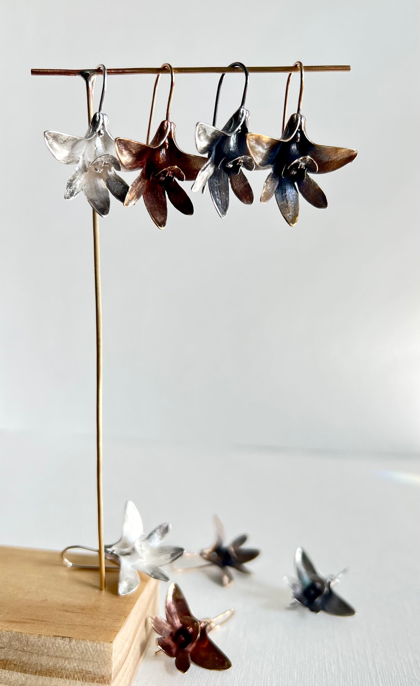 Earrings: Orchid: Bronze