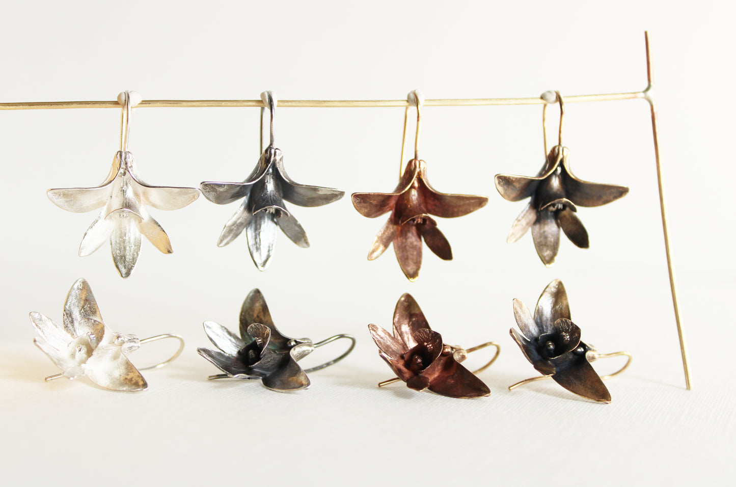 Earrings: Orchid: Bronze