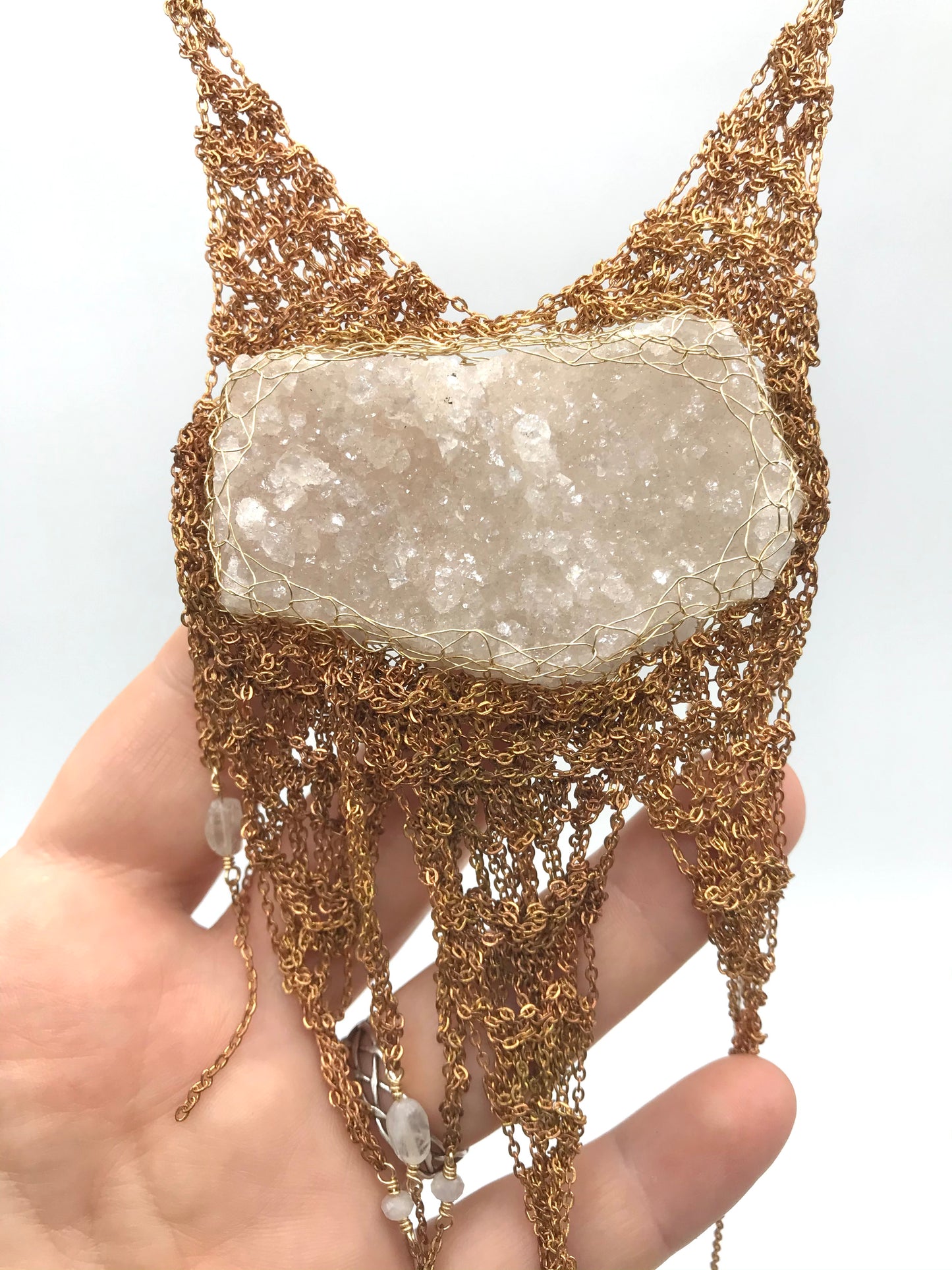 quartz cluster statement necklace