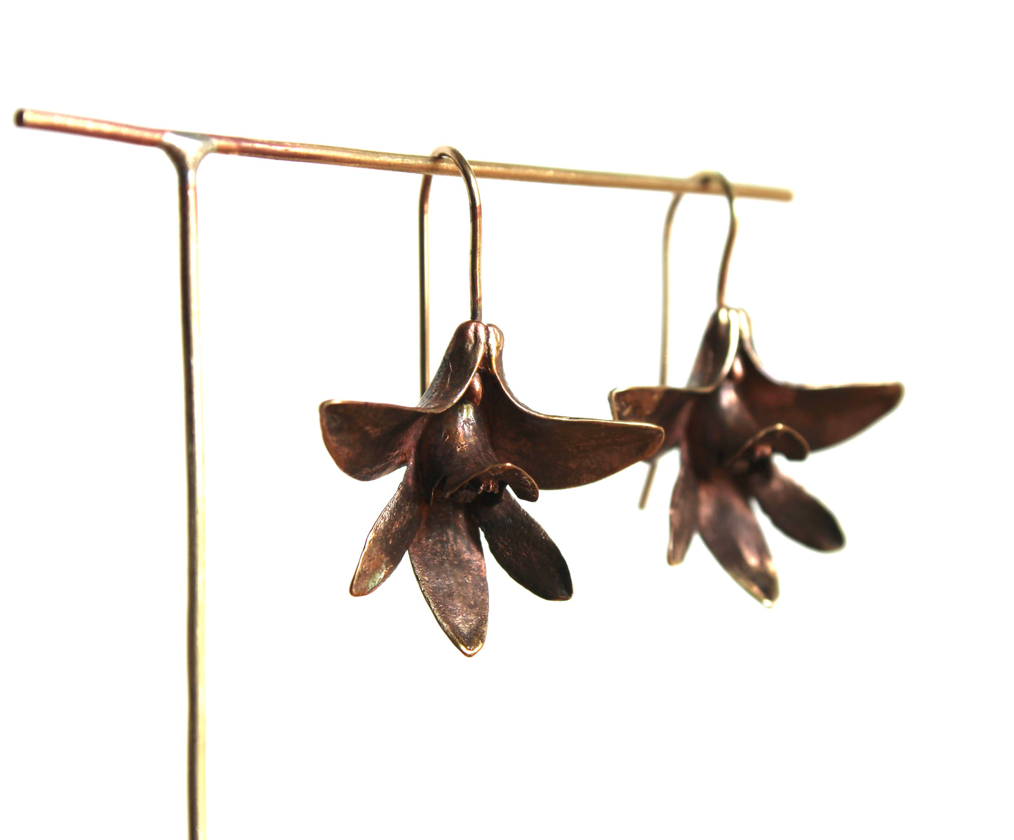Earrings: Orchid: Bronze