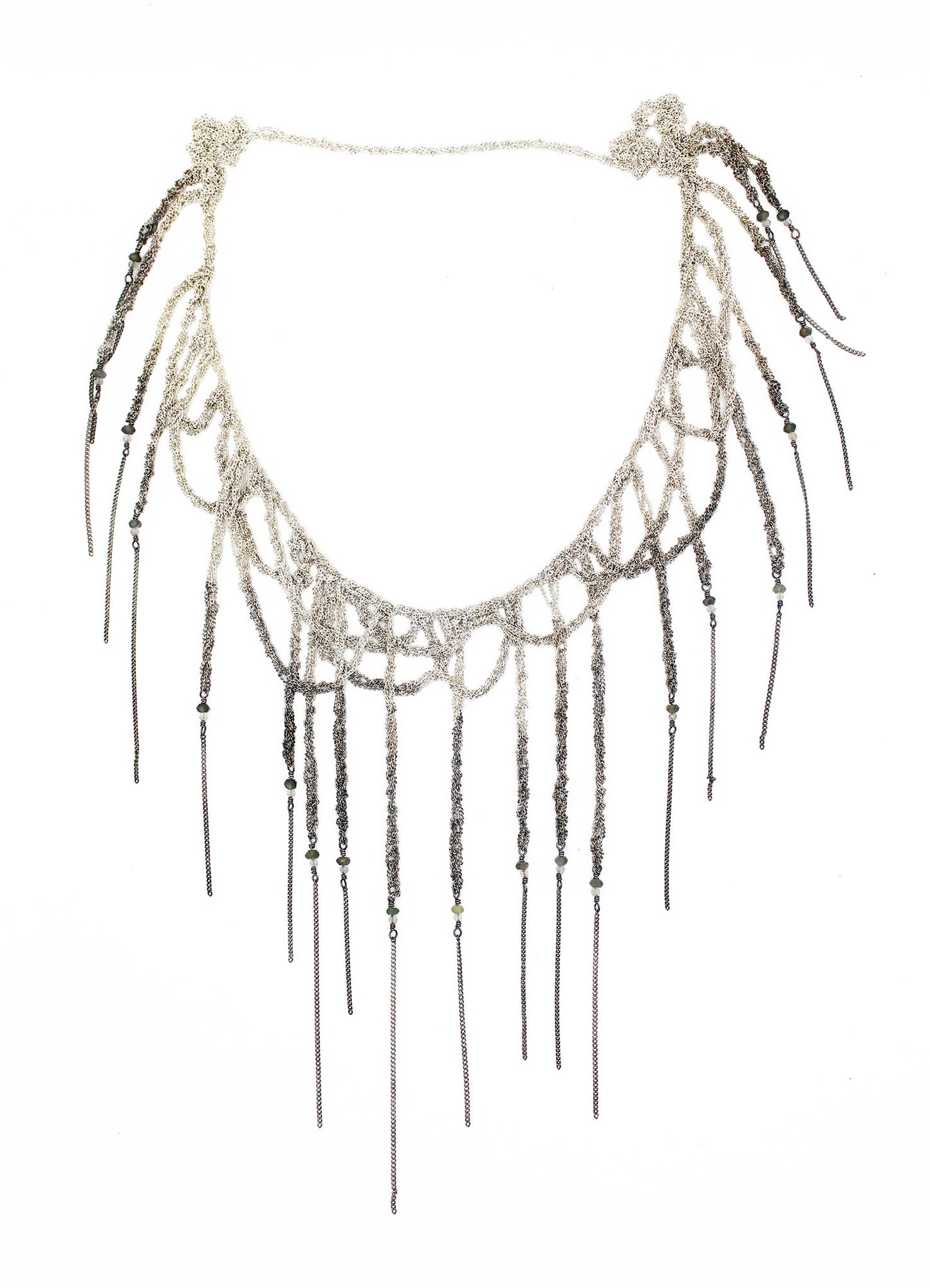 Ombre silver Fringe + Loop necklace