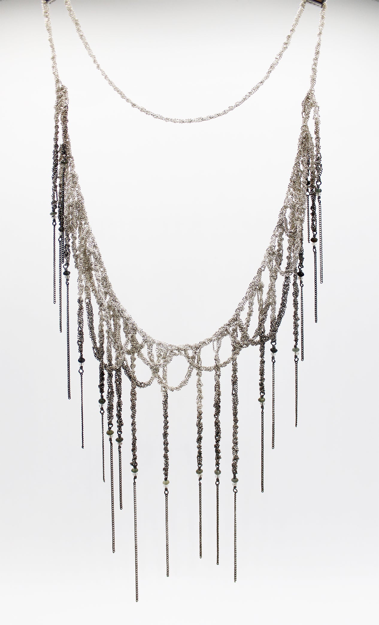 Ombre silver Fringe + Loop necklace