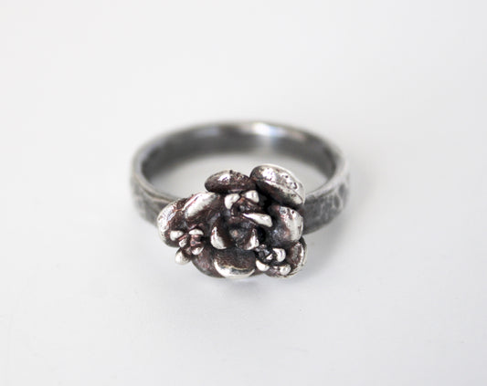 Silver Botanical Ring- thick band