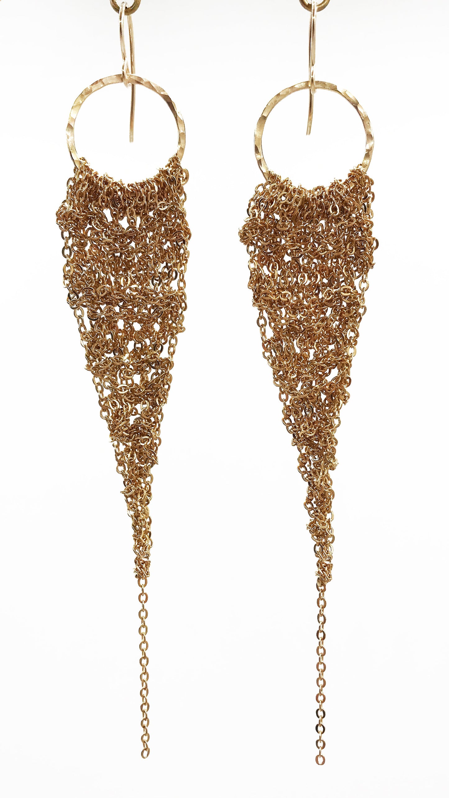 Earrings: crochet drops: gold: medium