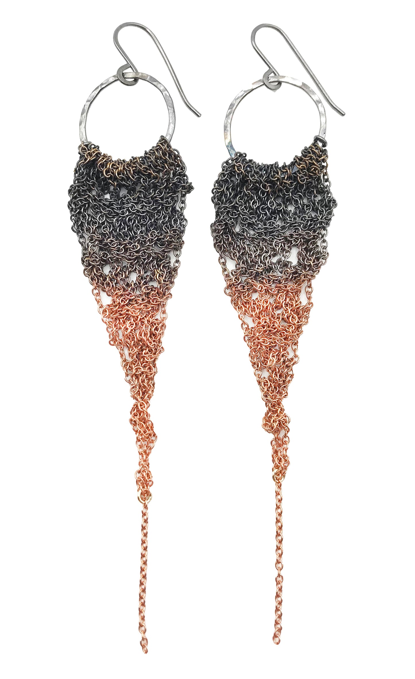 Earrings: Crochet drops: copper ombre: medium