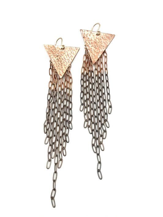 Earrings: Stardust: copper/brass ombre: large