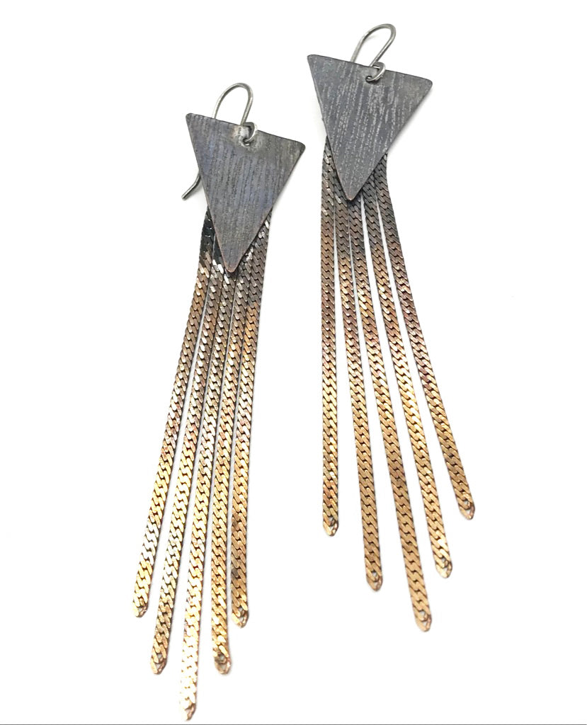 Earrings: Stardust: copper/brass ombre: medium