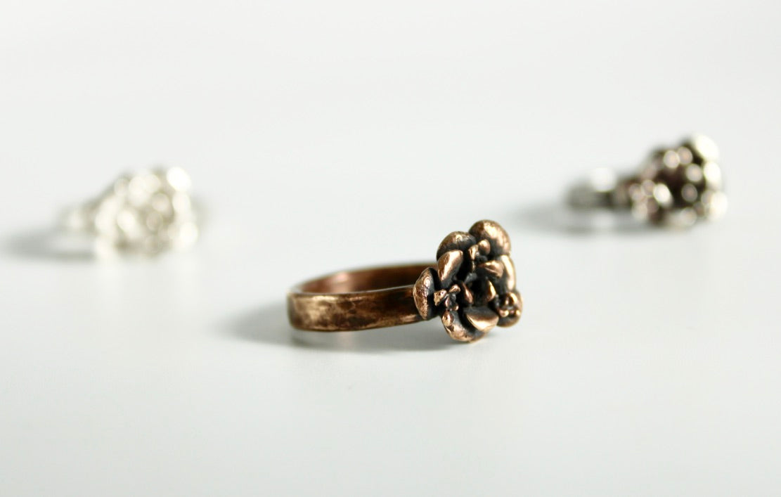 Bronze Botanical Ring- thick band