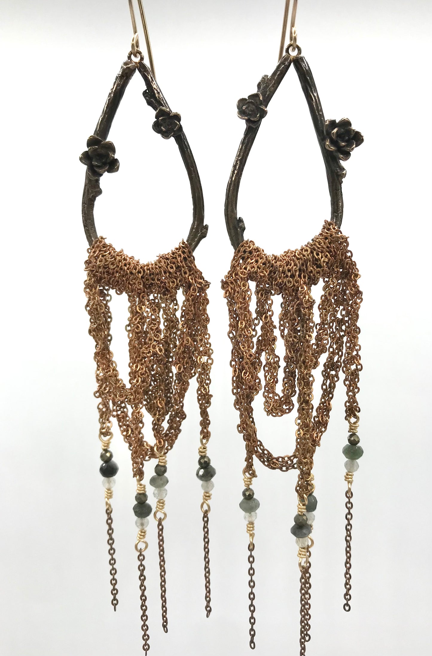brass botanical teardrop earrings