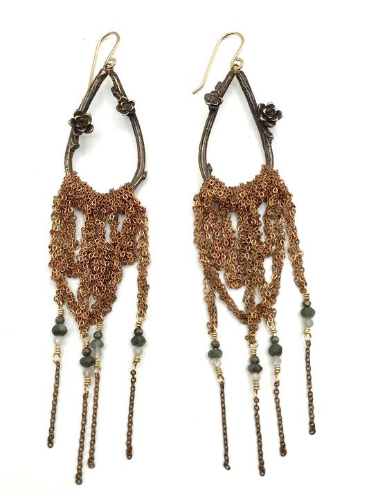 brass botanical teardrop earrings