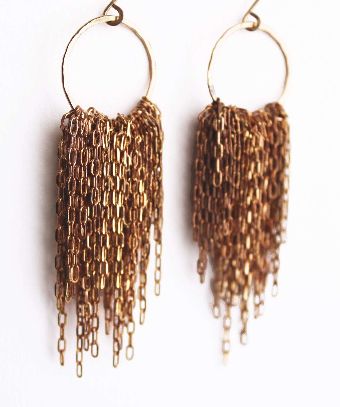 Earrings: short tassel: gold/brass