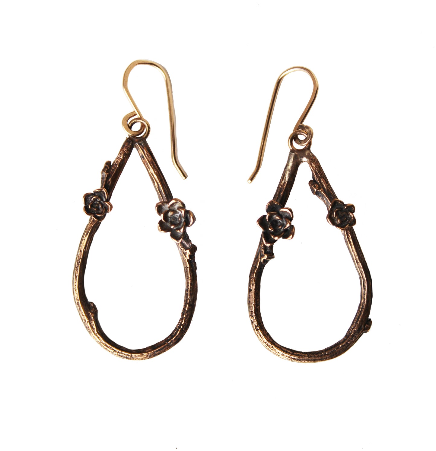 Earrings: twiggy teardrop: Ancient Bronze